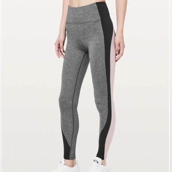 lululemon athletica Pants - Lululemon Get‎ Going Train Tight *28" Heathered Black / Black / Smoky Blush